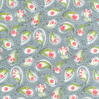 Tulip Tango - Tulip Paisley Graphite Yardage