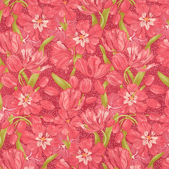 Tulip Tango - Tulips Cranberry Yardage