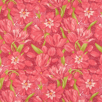 Tulip Tango - Tulips Cranberry Yardage