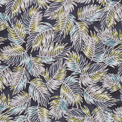 Turtle Bay - Tossed Palm Leaves Navy Yardage