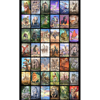 Tyranno Chorus Dinosaur Blocks Black Digitally Printed Panel