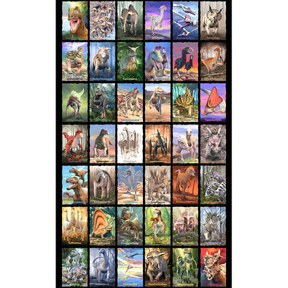 Tyranno Chorus Dinosaur Blocks Black Digitally Printed Panel