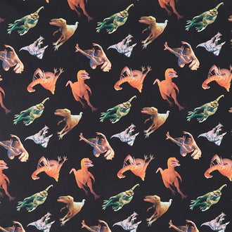 Tyranno Chorus - Tossed Dinasour Black Digitally Printed Yardage