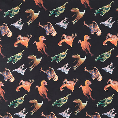 Tyranno Chorus - Tossed Dinasour Black Digitally Printed Yardage