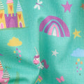 Unicorn Kingdom - Unicorn and Castles Teal Metallic Yardage Alternative View #1