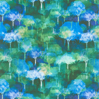 Urban Jungle - Trees Blue Yardage