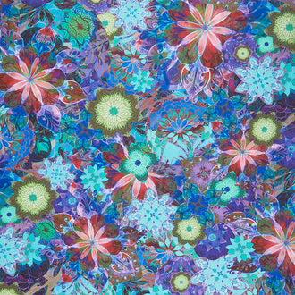 Venice - Flowers Jewel Blue Digitally Printed Yardage