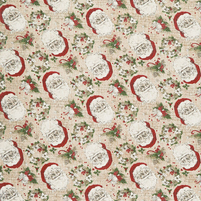 Vintage Christmas - Santa Toile Cream Yardage