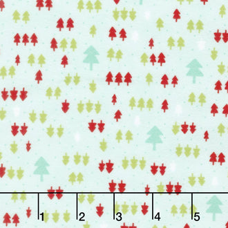 Vintage Holiday - Trees Aqua Flannel Yardage