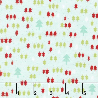Vintage Holiday - Trees Aqua Flannel Yardage