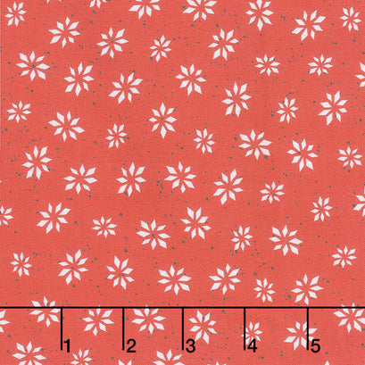 Warm Wishes - Snowflake Star Red Yardage