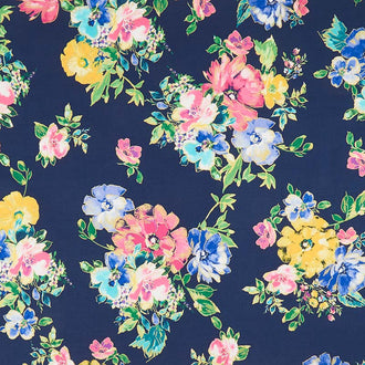 Watercolor Wishes - Bouquet Wishes Navy Metallic Yardage