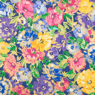 Watercolor Wishes - In Full Bloom Navy Metallic Yardage