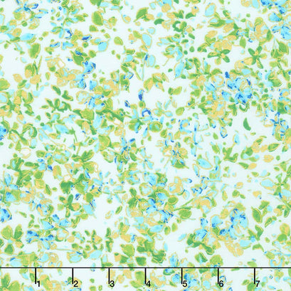 Watercolor Wishes - Petal Party Aqua Turquoise Metallic Yardage