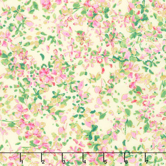 Watercolor Wishes - Petal Party Yellow Pink Metallic Yardage