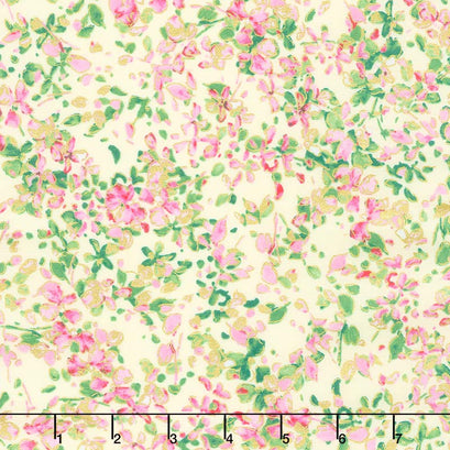 Watercolor Wishes - Petal Party Yellow Pink Metallic Yardage