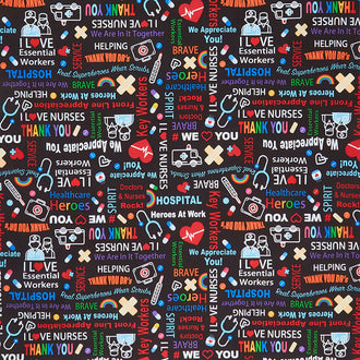 We Appreciate You - Healthcare Heroes Black Yardage