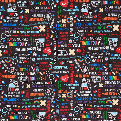 We Appreciate You - Healthcare Heroes Black Yardage