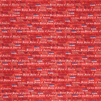 We The People - Patriotic Text Red Yardage