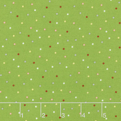 We Whisk You A Merry Christmas - Multi Pin Dot Green Multi Yardage