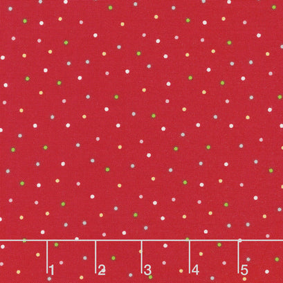 We Whisk You A Merry Christmas - Multi Pin Dot Red Multi Yardage