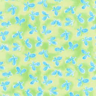 Whimsy Daisical - Butterflies Green Yardage