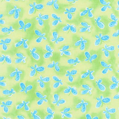 Whimsy Daisical - Butterflies Green Yardage