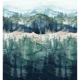 Whispering Pines - Ombre Dark Blue Multi Digitally Printed Yardage