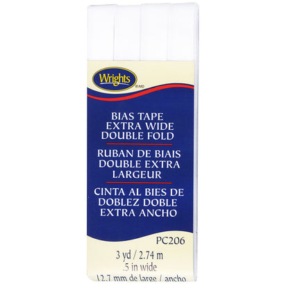Wrights White Bias Tape Extra Wide Double Fold