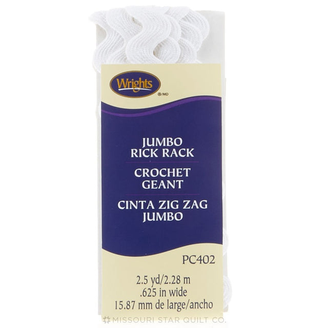 White Jumbo Rick Rack (2 1/2 yard package)