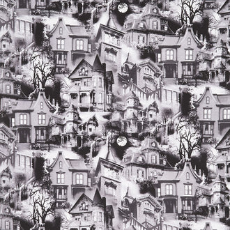 Wicked Eve - Haunted Houses Black Yardage