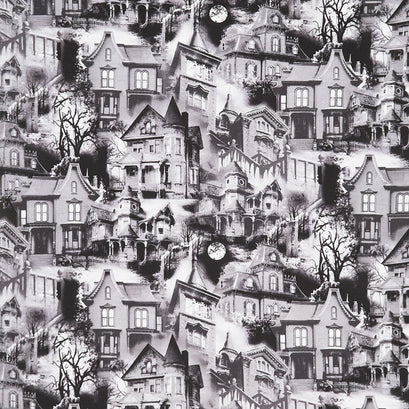 Wicked Eve - Haunted Houses Black Yardage
