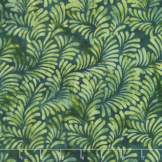 William's Garden Batiks - Diagonal Plumes Pineneedle Yardage