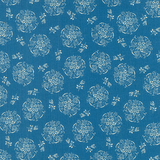 Willow - Circle of Flowers Indigo Yardage