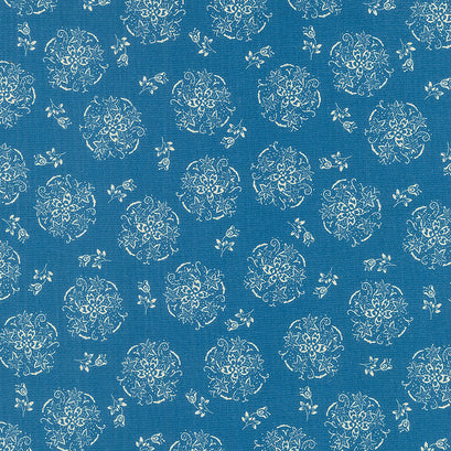 Willow - Circle of Flowers Indigo Yardage