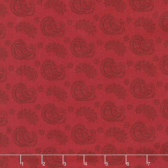 Wilmington Essentials - Red Carpet Paisley Toss Red on Red Yardage