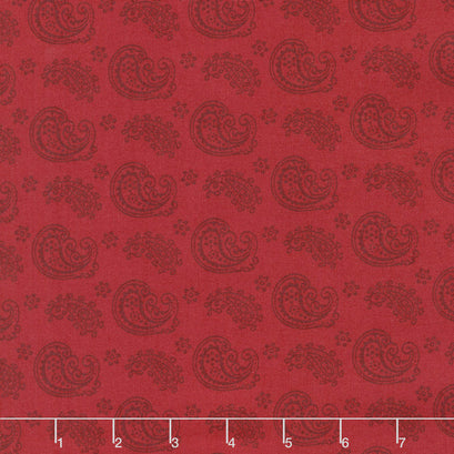 Wilmington Essentials - Red Carpet Paisley Toss Red on Red Yardage