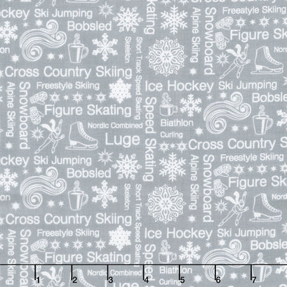 Winter Games - Text Grey Yardage