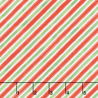 Winter Gnomes - Diagonal Stripe Red Green Yardage