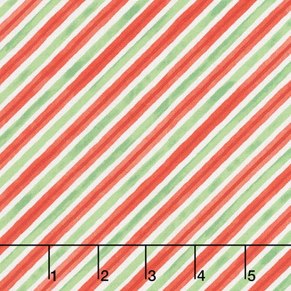 Winter Gnomes - Diagonal Stripe Red Green Yardage