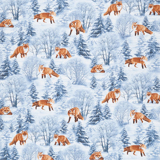 Winter Hike - Winter Foxes Blue Yardage