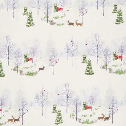 Winter Shimmer 2 - Scenic Deer Opal Pearlized Yardage