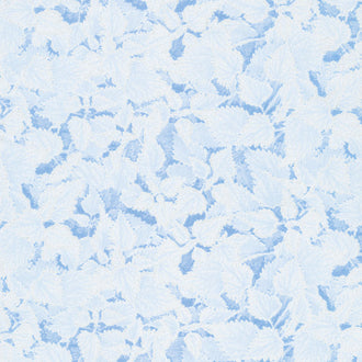 Winter Small Leaves White Metallic Yardage