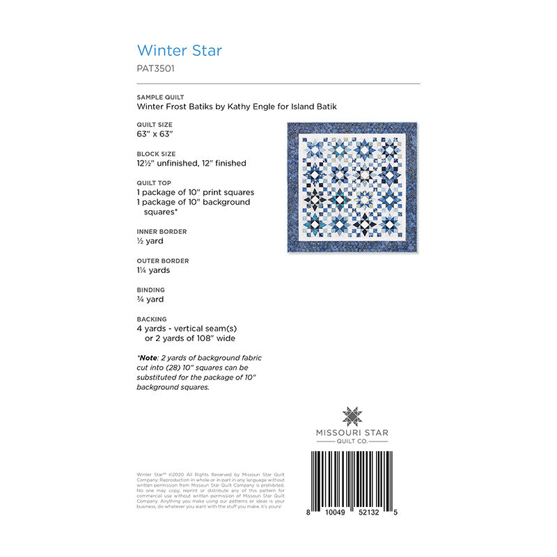 Winter Star Quilt Pattern by Missouri Star