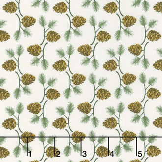 Winter Village - Pine Cone White Paper Yardage