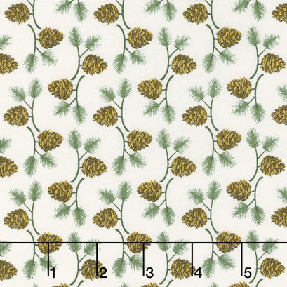 Winter Village - Pine Cone White Paper Yardage