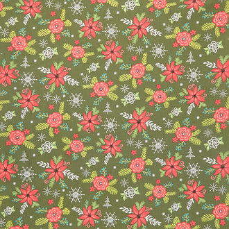 Winter Wonder - Christmas Floral Dark Green Yardage
