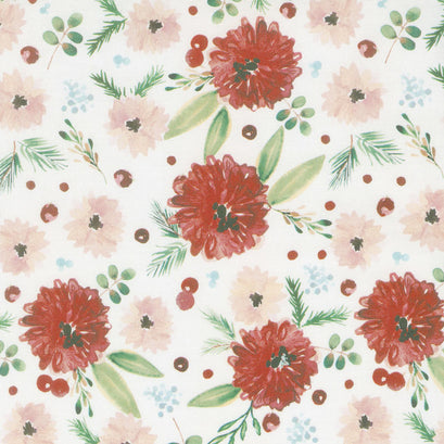Winter Woods - Winter Floral in White Yardage