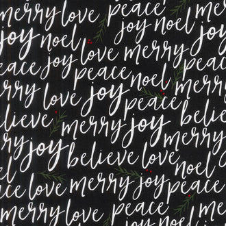 Winterberry - Text Black Yardage