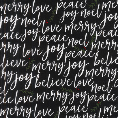 Winterberry - Text Black Yardage